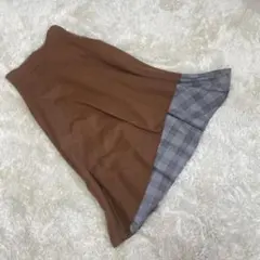 マーキュリーデュオ　ロングスカート チェック 茶系