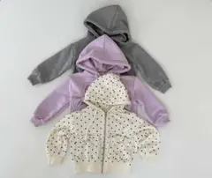 水玉模様 フード付きパーカー 110 L