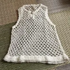 レディースホワイトニットベスト