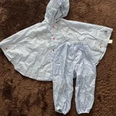 DADWAYレインコート　水色チェック 90cm