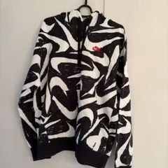 抽象ストライプ柄 フード付きパーカー