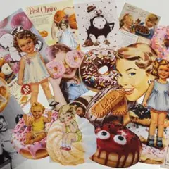 【海外雑貨】ドーナツ&スマイルズ素材詰め合わせ★コラージュ・ジャンクジャーナル