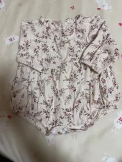花柄ロンパース ベージュ 長袖