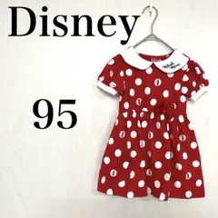 Disney キッズ 95 レッド ミニー ワンピース ドット柄