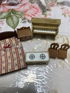 シルバニアファミリー 家具セット　ベッド　オルガン　コンロ　椅子　チェスト