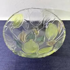 【新品未使用】【希少】 曽我ガラス コーナコピア レモン柄 大鉢 ガラス鉢のサムネイル