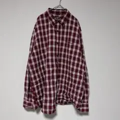 ドッカーズ チェック シャツ レギュラーカラー 長袖 XL 赤 綿 ビッグサイズのサムネイル