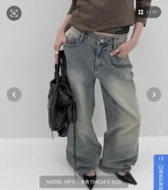 BLACKUP ワイドデニムパンツ Sサイズのサムネイル