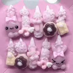 地雷系 量産型 姫系 ハンドメイド ネイルチップ 平成女児