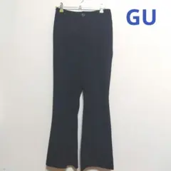 GU　カットソーカラーフレア　スラックス　黒