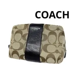 COACH キャンバスポーチ ブラウン 小物入れ シグネチャー