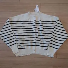 Alma Design ストライプ ニットカーディガン