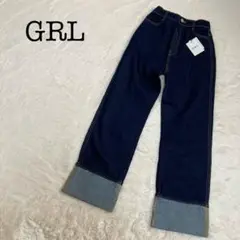 美品✨ GRL デニム ジーンズ ハイウエスト インディゴ ロールアップ