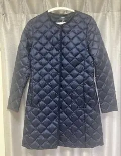 美品 ユニクロ M ネイビー キルティングコート 長袖