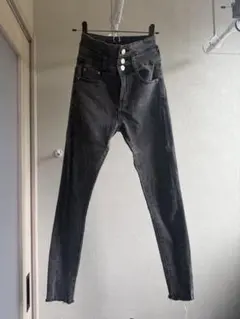 ダークグレー スキニーデニム ハイウエスト