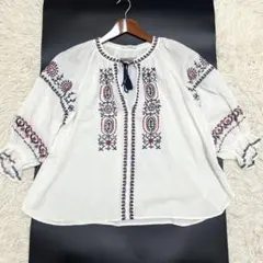 美品✨ジャーナルスタンダード ブラウス 刺繍 プルオーバー M 白 ノーカラー