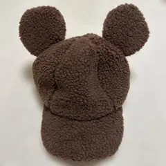 【美品】Disney ディズニー 帽子 キャップ ミッキー ブラウン ボア