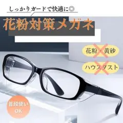 花粉症対策 メガネ おしゃれ ブルーライト ブラック 男女兼用 フリーサイズ