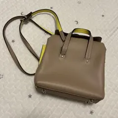 ZARA ベージュ ショルダーバッグ イエローアクセント