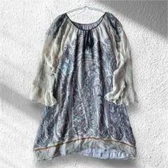 【ザラウーマン】チュニックブラウス ワンピース ペイズリー柄 首元リボン M