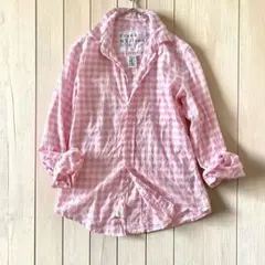 フランクアンドアイリーン コットンシャツ スキッパーシャツ ギンガム　ピンクのサムネイル
