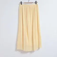 ナチュラルビューティーベーシック イエロー プリーツ スカート M ロング