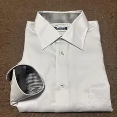 メンズL(41-86)ノーアイロン ライトグレー長袖シャツ