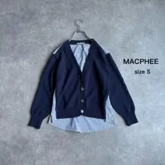 訳あり｜S｜MACPHEE マカフィー カーディガン ストライプ切替 ネイビー