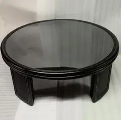 ​【未使用展示品】ガラス天板 ローテーブル 黒 直径約90cm【説明文必読】 未使用展示品】ガラス天板 ローテーブル 黒 直径約90cm【説明文必読