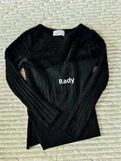Rady レディ シャギー切り替え リブニット トップス ブラック