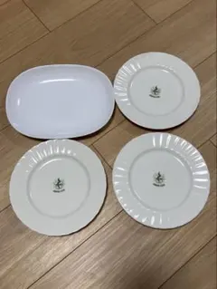 白い陶器皿4枚セット丸皿19cm＋深皿スクエア17.5×23cm 食器まとめ売り