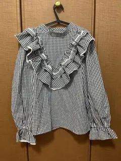NICE CLAUP ナイスクラップ　ギンガムチェックフリルシャツ　値下げ可⭕️