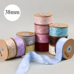 38mm幅　透かしレースサテンリボン　サテンレースリボン　12m【バラ売り可】