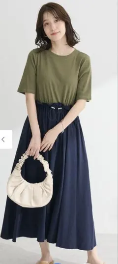 SUGAR　SPOON 新品半袖リブドッキングワンピース