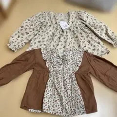 120テータテート 130 ママラクフリル付き長袖トップス2点