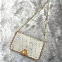 希少　クリスチャンディオール　チェーンショルダーバッグ　ハニカム　ベージュ