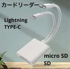 SDカードリーダー ライトニング Type-C 二股 接続簡単 バックアップ