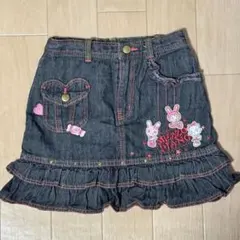 大人気美品】メゾピアノ デニムスカート L 160cm 刺繍 大人もOK