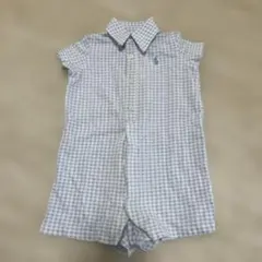 Ralph Laurenチェック柄半袖ロンパース 6M-70cmラルフローレン