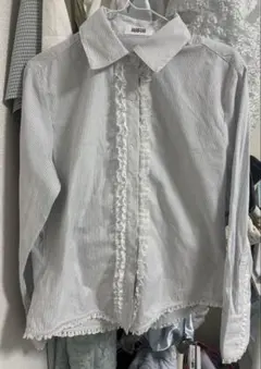 mieya mieya LACETRIMSHIRTBLOUSE stripe
