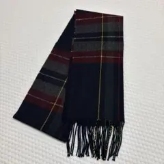 P. CORNILLON チェック柄マフラー ネイビー系