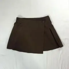 CHARM BERRY TIC 巻きスカート風 Aライン ミニスカート L 茶色のサムネイル
