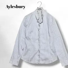 【Aylesbury】長袖フリルシャツ/ストライプ/オフィス/上品/東京スタイルのサムネイル