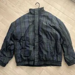 グリーン系チェック ダウンジャケット LL