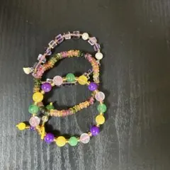 L892）天然クリスタルブレスレット3点セット