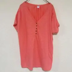OLD NAVY 【M】コーラルピンク 半袖 Tシャツ Ｖネック ピンク 薄手