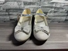 シルバー リボン付き フォーマルシューズ