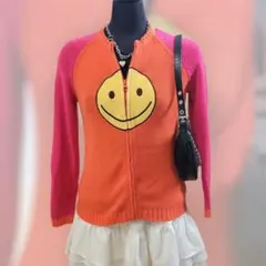 00s y2k OLD GAP ニット ジップアップ スマイル 平成ギャル