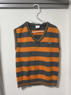 【希少】90s-00s オールドアディダス ニットベスト ボーダー刺繍ロゴY2K