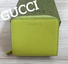 綺麗！GUCCI グッチ 二つ折り財布 バンブーシリーズレザー製 ライムグリーンのサムネイル